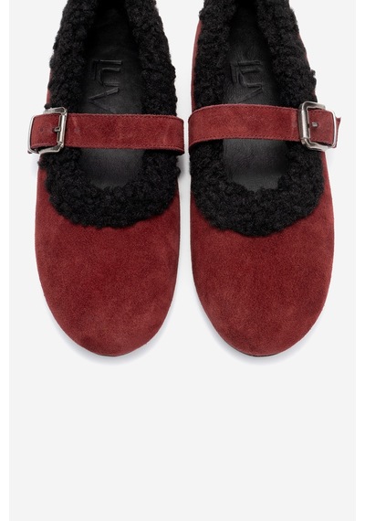 Luvishoes Luvi Shoes Guın Bordo Süet Hakiki Deri Peluş Detaylı Kemerli Kadın Babet Ayakkabı Bordo Luvishoes Luvi Shoes Guın Bordo Süet Hakiki Deri Peluş Detaylı Kemerli Kadın Babet Ayakkabı Bordo