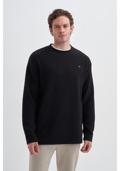Cazador 50690 Erkek Bisiklet Yaka Sweatshirt Siyah