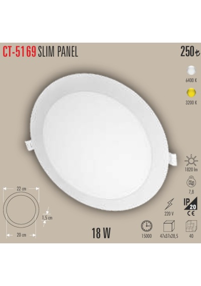 Ct-5169slım Panel 5 Adet Slim Spot - 18 W Gün Işığı