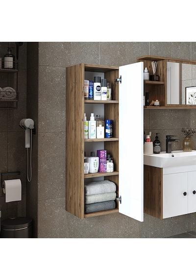 Ada Banyo Dolabı Mat Suntalam 110 Cm Banyo Boy Dolabı Atlantik Çam - Beyaz