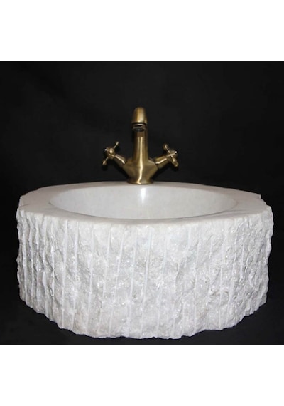 Kristal Beyaz Batarya Çıkışlı Patlatma Lavabo