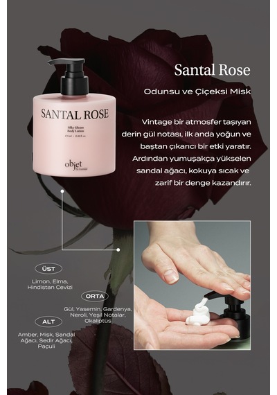 Yaşlanma Karşıtı Saten Bitişli Vücut Losyonu Kundal Silky Gleam Body Lotion Santal Rose