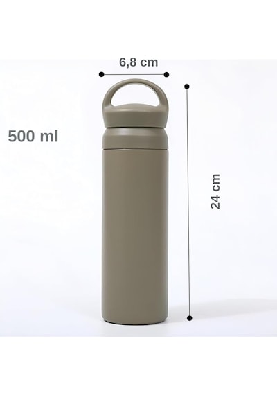Paslanmaz Çelik Tutacaklı Termos 500 Ml -vakumlu Sızdırmaz Termos Haki