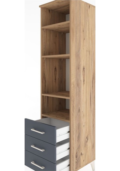 Hyperion Dolap 4 Raflı 3 Çekmeceli 44x44x182 Çam-antrasit Çam
