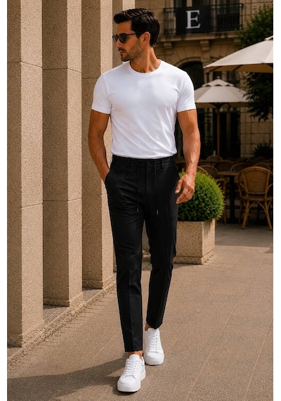 Danger Erkek Premium Poliamid Kumaş Comfort Fit Jogger Siyah Pantolon - 252dngr