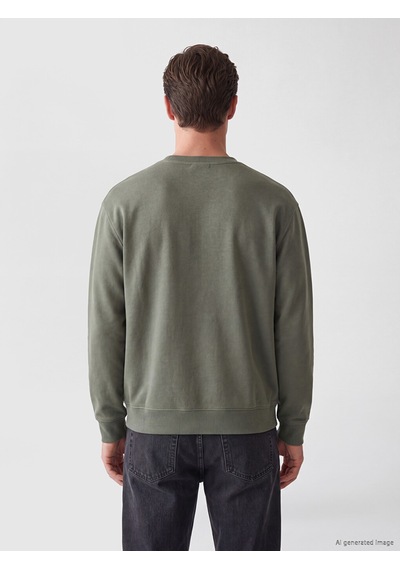 Lcwaıkıkı Classic Yeşil Bisiklet Yaka Baskılı Sweatshirt