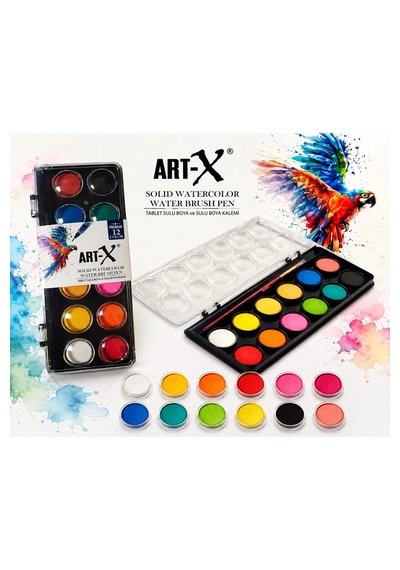 A5 Sulu Boya Defteri 300g/m2 12 Yaprak Art-x Premium 12'li Sulu Boya Bu Tablet Suluboya Set Karışık