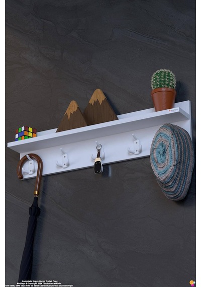 Kedi 15 Kancalı Hol Askısı 3'lü Set 66,4x19 Cm - Şık Tasarım, Çok Amaçlı Düzenleyici Ve Yer Tasarrufu Beyaz