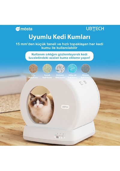 Ubpet C10 Pro Kameralı Akıllı Kedi Tuvaleti App Kontrol Akıllı Sensörler Sessiz Çalışma + Koku