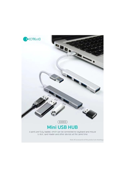 83003 4 Portlu Mini Usb Hub Çoklayıcı Çoğaltıcı - 1 Adet Usb 3.0 + 3 Adet Usb 2.0 Çok Fonksiyonlu Adaptör Laptop, Pc Ve Smart Tv Uyumlu 1x Usb 3.0 + 3x Usb 2.0 Dönüştürücü