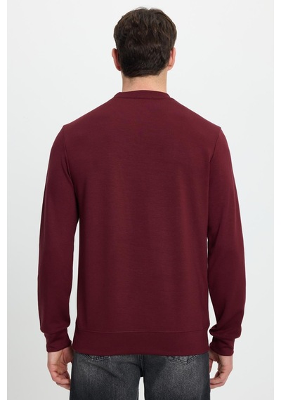 Tudors Erkek Relax Fit Rahat Kesim Uzun Kollu Ekstra Yumuşak Bisiklet Yaka Bordo Sweatshirt-41868 Bordo