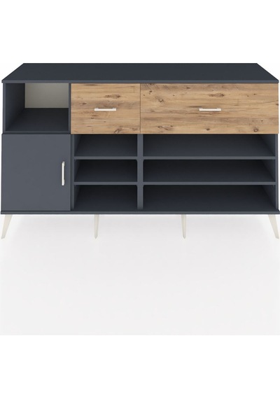 Hyperion Konsol 6 Raflı 2 Çekmeceli Tek Kapaklı 176x44x99 Antras Antrasit-antrasit/çam Hyperion Konsol 6 Raflı 2 Çekmeceli Tek Kapaklı 176x44x99 Antras Antrasit-antrasit/çam