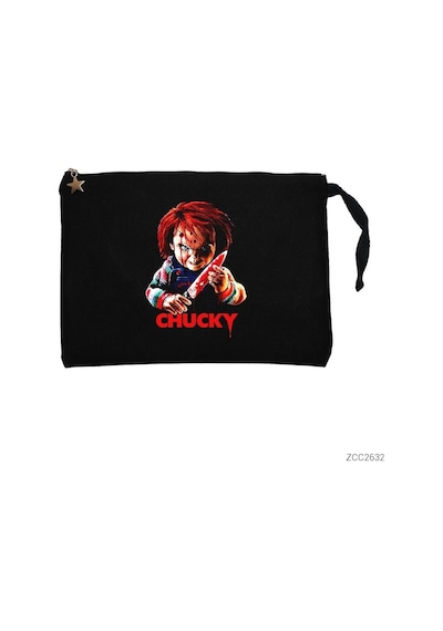 Zepplin Giyim Chucky Murderer Siyah Clutch Astarlı Cüzdan / El Çantası