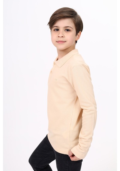Toontoy Kids Toontoy Unisex Çocuk Nakışlı Tişört Bej