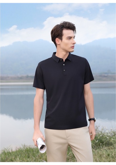 New Performance Premium Polo T-shirt 67.1% Nylon 22.0% Pamuk 10.9% Spandex Siyah