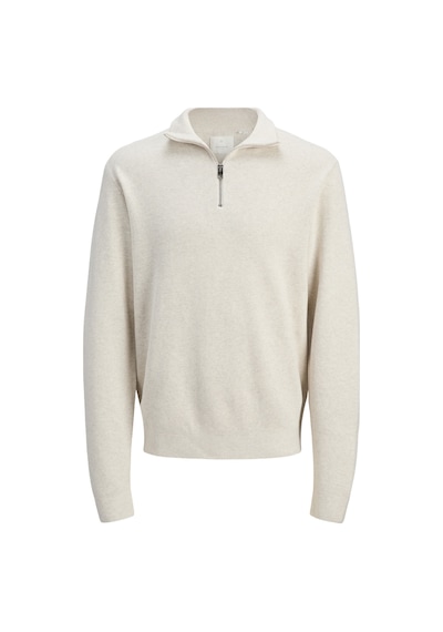 Jack & Jones Erkek Yarim Fermuarli Örme Kazak - Milano - 12259664 Cloud Dancer
