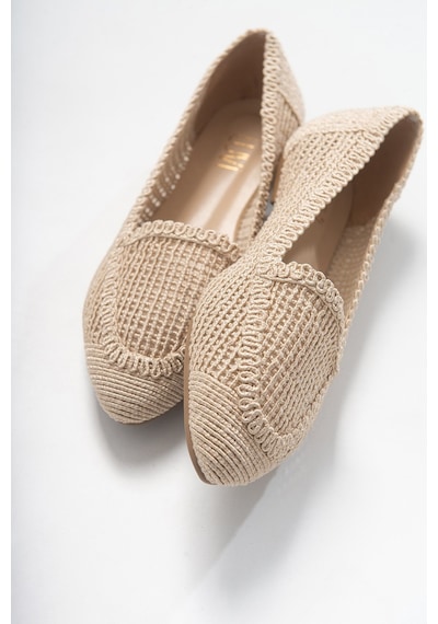 Luvishoes 101 Krem Örme Kadın Babet Ayakkabı Krem