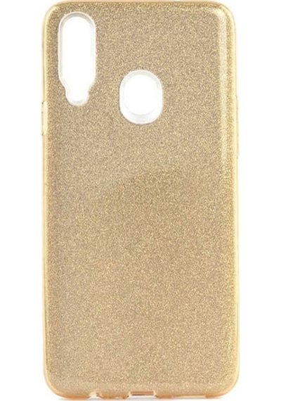 Samsung Uyumlu Galaxy A20s Kılıf Zore Shining Silikon Gold