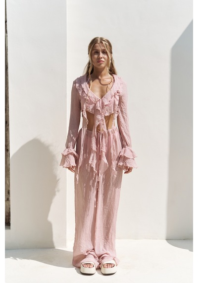 Mai Collection Mai Studios Co. Olivia Pembe Gömlek Pantolon Takım Pembe