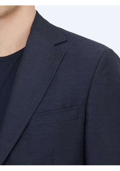 Kip Açık Lacivert Düz Modern Fit Yün Karışımlı Ceket Açık Lacivert