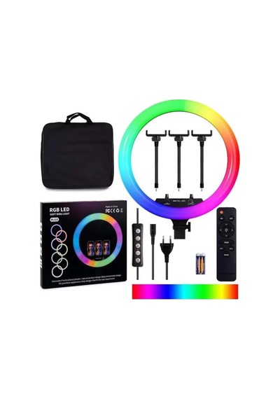 Mj18 18 İnç Rgb Ring Light Tripodlu Profesyonel Led Çekim Işığı, Uzaktan Kumandalı Yayın Lambası, Tiktok Y