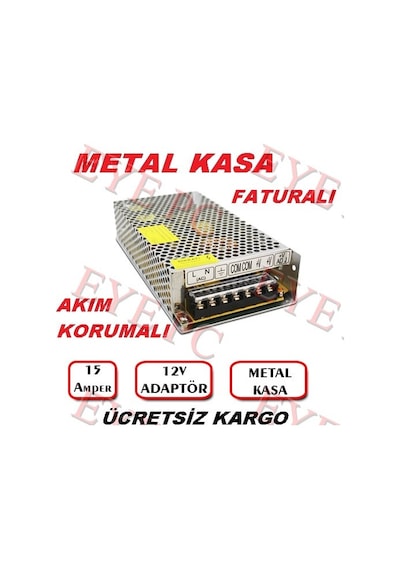 12 Volt 15 Amper 12V 15A Metal Kasa Güç Trafosu