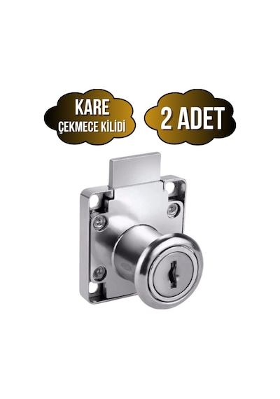 Kare Çekmece Kilidi Anahtarlı Dolap Mobilya Kilidi Kare 2 Adet Krom