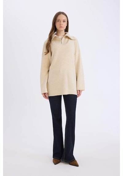DeFacto Regular Fit Fermuarlı Dik Yaka Triko Kazak Tunik B0191AX24WNBG752 DeFacto Regular Fit Fermuarlı Dik Yaka Triko Kazak Tunik B0191AX24WNBG752