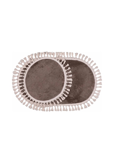 My Evilla Modern Simirna Dekoratif Peluş Oval Ponpon Saçaklı Klozet Takımı 001