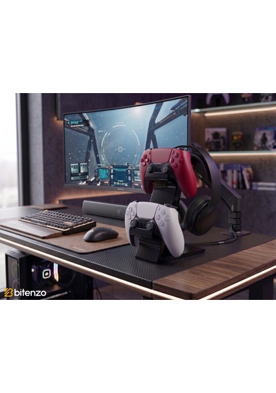 3'lü Oyun Aksesuar Standı Çift Gamepad Ve Kulaklık Tutucu