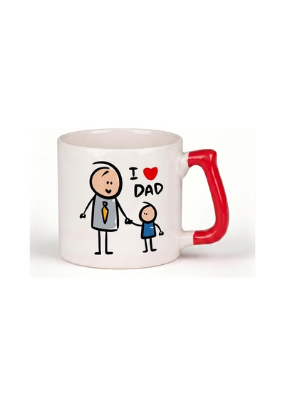 Babaya Özel I Love Dad Yazılı Kupa Bardak - Komik Tasarım Baskılı Seramik Hediye Kupa Bardak Çok Renkli