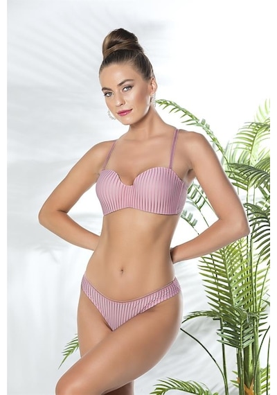 Mode Cool Straplez Lotus Sütyen Ve Slip Külot Takım Pembe Brf31761 Pembe