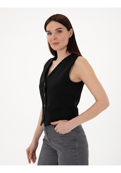 Pierre Cardin Kadın Siyah Yelek Dokuma 50300027-vr046