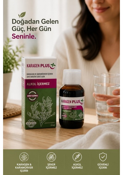 Karagen Plus Oral Sıvı Cam Şişe, Karagen Ve Karamürver İçeren Takviye Edici Gıda 100ml Şişe