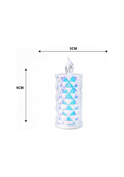 Yakut-13635 Led Candle Kamp Pilli Led Mum Küçük Boy - Çap 5 Cm Yükseklik 9 Cm Mika Kristal Plastik- 12'li Paket Diğer