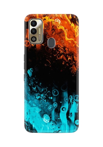 Tecno Spark 7t Kılıf Silikon Desen Özel Seri Orange Blue Color 1665