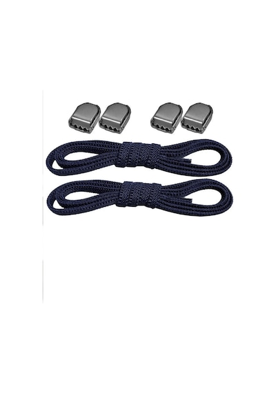 Akıllı Kilitli Ayarlanabilir 1 Çift Koyu Lacivert 6 Mm Lastik Pratik Bağcık Lacivert