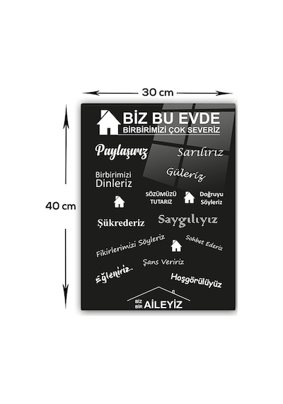 Decorita Cam Tablo | Biz Bir Aileyiz - Siyah Fon