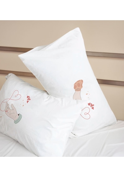Bk Gift Sevgili Tasarımlı Pamuklu 2 Li Yastık Kılıfı Seti-12 50x70cm , Sevgiliye , Ev si, Tasarım Ev Tekstili