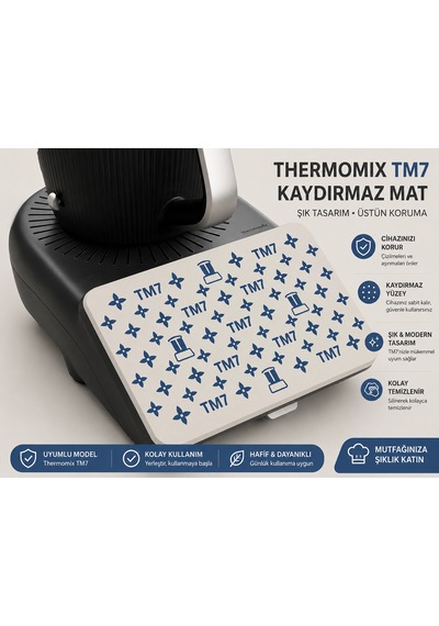 Thermomix Tm7 Uyumlu Şık Tasarımlı Mutfak Ekran Koruyucu Kılıf Aparatı Mavi Beyaz