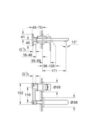 Grohe Bauedge 2 Delikli Duvardan Lavabo Bataryası - 20474000 Krom Kaplama