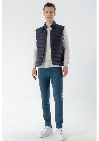 Morven Erkek Lacivert Polyester Çıtçıtlı Kapitone Yelek