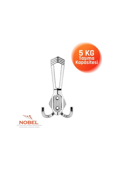 Has Portmanto Askısı, Metal Vestiyer Askısı, Krom, Duvar Ve Dolap Askılığı 5'li Set Vidalı