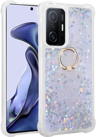 Xiaomi Uyumlu Mi 11t 5g Kılıf Zore Simli Sıvılı Yüzüklü Milce Kapak