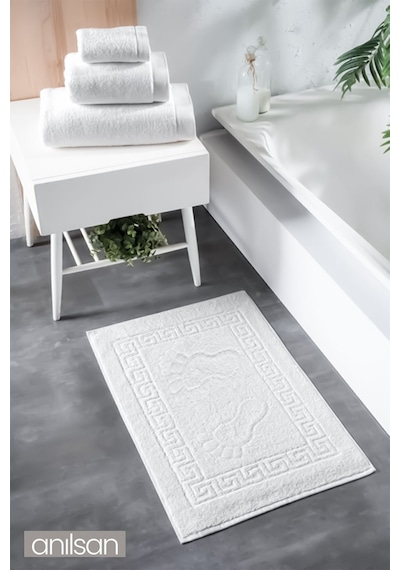 Beyaz Ayak Havlusu - 50x70 Cm, 245 Gr, %100 Pamuk, Spa Ve Otel Banyo Paspası, Günlük Kullanıma Uygun Beyaz