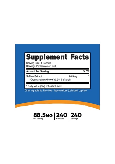 Nutricost Saffron Extract 88.5mg, 240 Capsules.abd Menşei