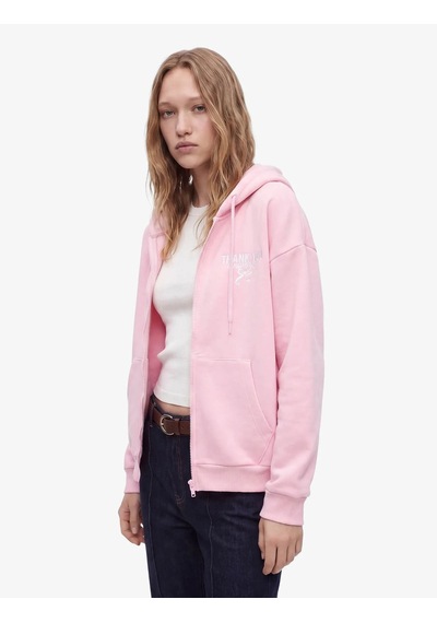 Koton Fiyonk Baskılı Fermuarlı Pembe Kadın Sweatshirt 7wal10103ık