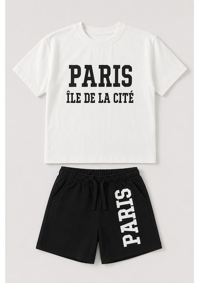 Laciel Prs Laciel Paris Erkek Çocuk Paris Baskılı Beyaz Tişört Siyah Şort Oversize 2'li Takım Laciel Prs Laciel Paris Erkek Çocuk Paris Baskılı Beyaz Tişört Siyah Şort Oversize 2'li Takım