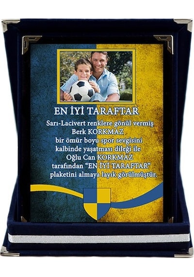 Sarı-Lacivert Fotoğraflı Taraftar Plaketi