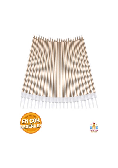 Altın Renk Pasta Mumu 6'lı Set - 20 Cm Boyunda Tüm Yaşlar